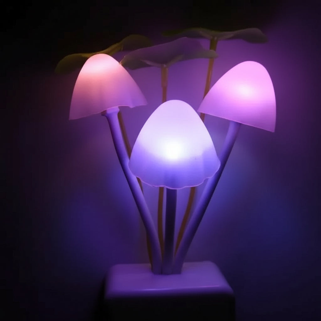 Novelty Mushroom Fungus Night Light EU & US Plug Light Sensor 220V 3 LED Colorful Mushroom Lamp Led Night Lights