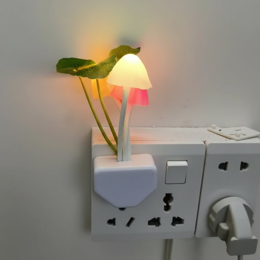 Novelty Mushroom Fungus Night Light EU & US Plug Light Sensor 220V 3 LED Colorful Mushroom Lamp Led Night Lights