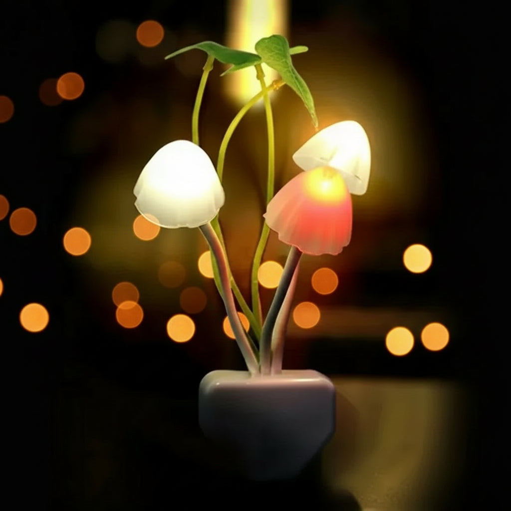 Novelty Mushroom Fungus Night Light EU & US Plug Light Sensor 220V 3 LED Colorful Mushroom Lamp Led Night Lights