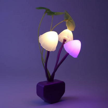Novelty Mushroom Fungus Night Light EU & US Plug Light Sensor 220V 3 LED Colorful Mushroom Lamp Led Night Lights
